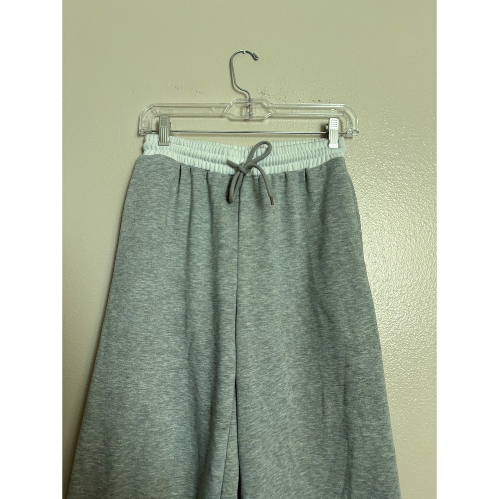 Gray Wide Leg Sweatpants High Waisted Drawstring Lounge Pants with Pockets